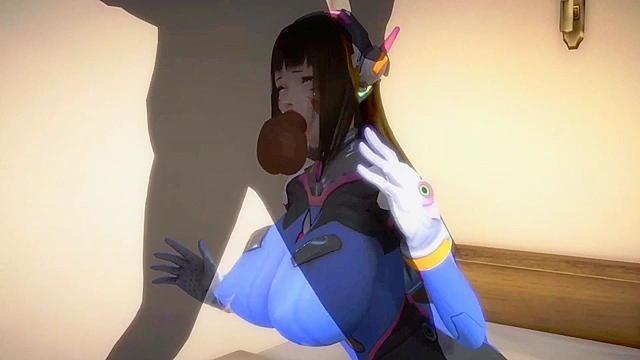Sexy D.Va in Virtual Reality Game Night Action Scene Adventure