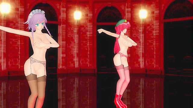 Touhou girls get freaky with a sexy anime dance showdown