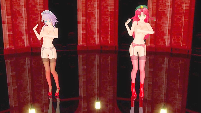 Touhou girls get freaky with a sexy anime dance showdown
