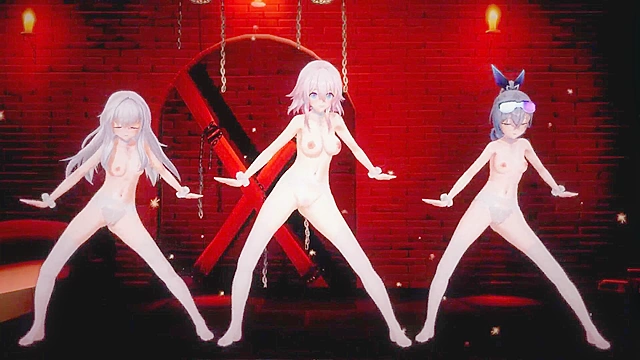 Clara from Honkai Star Rail enjoys a wild night with March 7th and Silverwolf