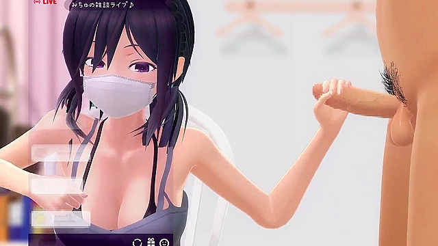 Hentai slut gives amazing oral while watching cartoons