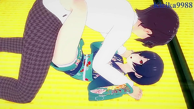 Intense sex with Rinze Morino and Hana Suzuki from THE IDOLM@STER SHINY COLORS game