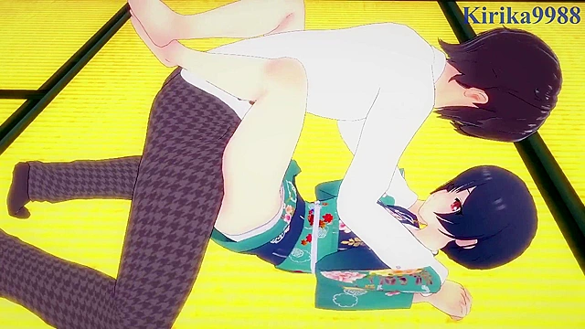 Intense sex with Rinze Morino and Hana Suzuki from THE IDOLM@STER SHINY COLORS game