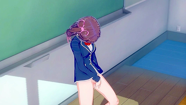 Teenie masturbates secretly while classmates discuss homework loudly nearby