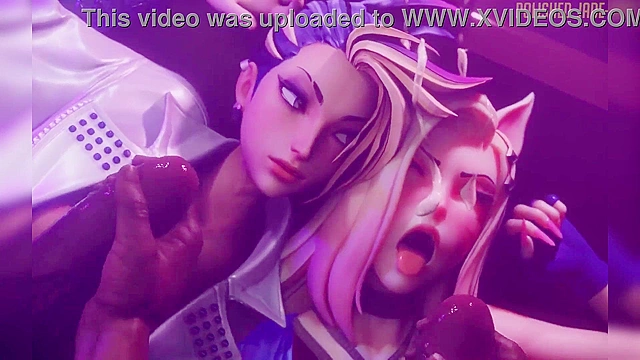 Animated fantasy roleplay featuring iconic gaming characters in intimate action scenes.