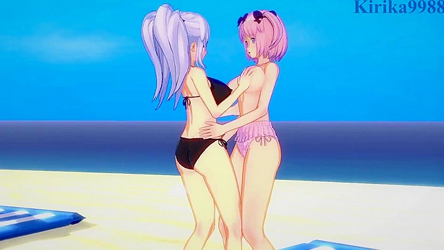 Lustful Yagyū and Hibari explore lesbian desire with hot futanari action together