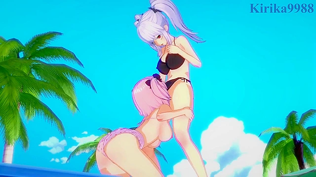 Lustful Yagyū and Hibari explore lesbian desire with hot futanari action together