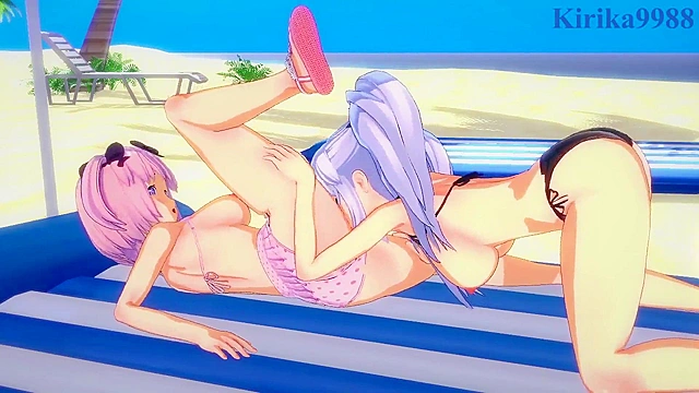 Lustful Yagyū and Hibari explore lesbian desire with hot futanari action together