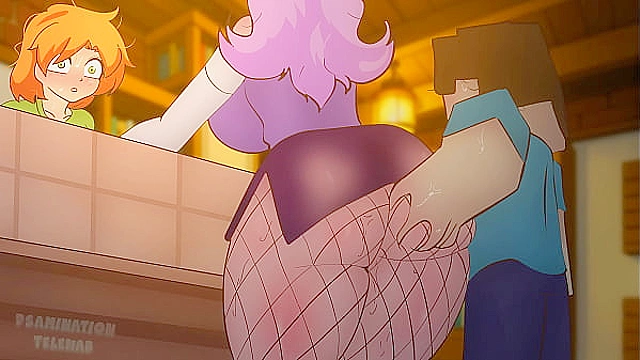 Steve seduces his age shop visitor with intimate Minecraft gameplay action