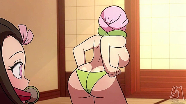 Mitsuri and Nezuko's intimate moment explored in erotic hentai animation scene