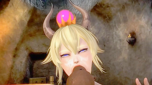Princess Bowser gets naughty with her castle guards in this wild 3D hentai game session