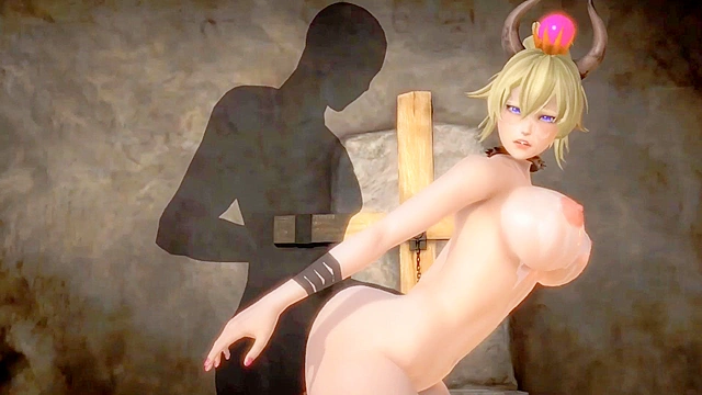 Princess Bowser gets naughty with her castle guards in this wild 3D hentai game session