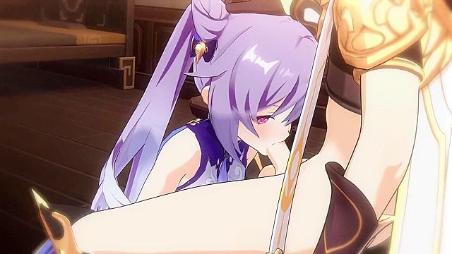 Seductive Keqing from Genshin Impact delivers intense hardcore action tonight