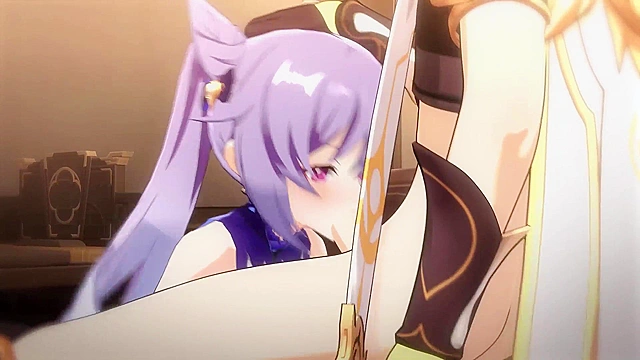 Seductive Keqing from Genshin Impact delivers intense hardcore action tonight