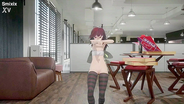 Red-Haired Gothic Schoolgirl Softly Dances While Revealing Her Body for You