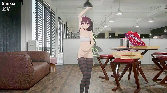 Red-Haired Gothic Schoolgirl Softly Dances While Revealing Her Body for You