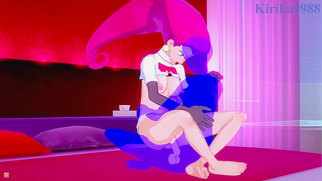 Intense action with Lillie and Jessie from Pokémon world fantasies