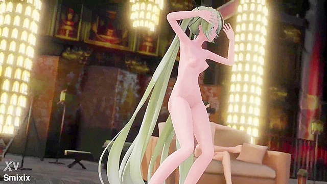 Blonde Hatsune Miku Dances and Has Fun with Explicit Sexual Movements in 3D Adult Clip