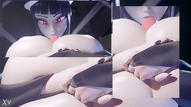 Hentai babe gives a mind-blowing hand job with her perfect tits and teasing s s