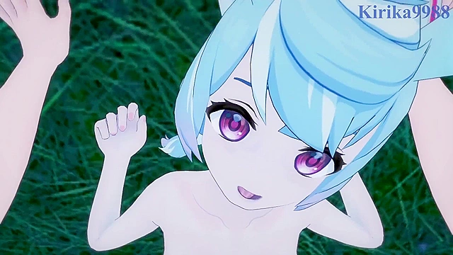 Intense fuck with Nahida and Sigewinnie from Genshin Impact game fantasy pov action