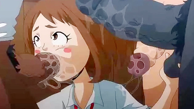 Teens get pounded hard by a group of horny studs in this My Hero Academia orgy scene