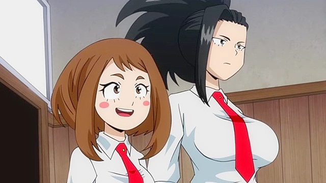 Teens get pounded hard by a group of horny studs in this My Hero Academia orgy scene