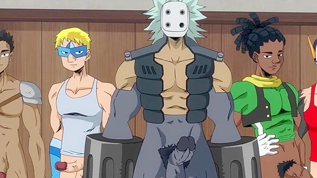 Teens get pounded hard by a group of horny studs in this My Hero Academia orgy scene