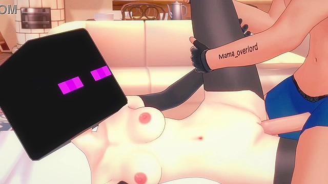 Sexy Enderman-Costume Girlfriend Screws Her Lover with Intense Passion