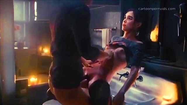 Ellie Gets Hardcore Hentai Sexo Action in Banheiro Shower Scene