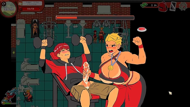 Busty S ky Anime Goddess Dominates At Gym With Handjob For Hot Cum Release