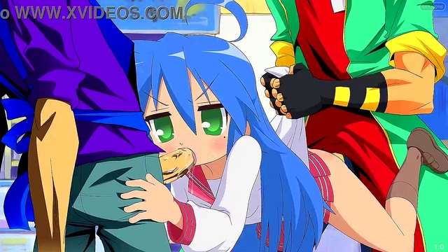 Cute Lucky Star Konata Gives ThroatFuck Orgasm For Hot Porn Trio