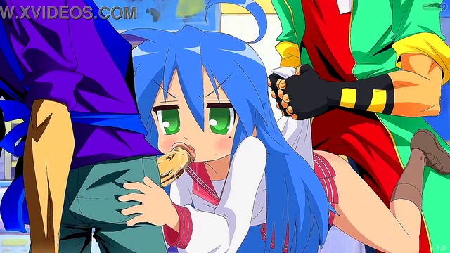 Cute Lucky Star Konata Gives ThroatFuck Orgasm For Hot Porn Trio