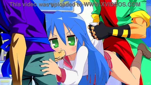 Cute Lucky Star Konata Gives ThroatFuck Orgasm For Hot Porn Trio