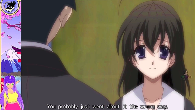 Horny V-Tuber Brunette Sucks Dick for School Days Anime Orgasm