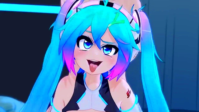 Cute Anime Cutie Hatsune Miku Gets Hardcore Sex With Big Dick In Her Mouth