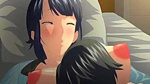 Hungry MILF With Big Ass Sucks Dick Deeply for Hardcore Hentai Boobs Orgasm