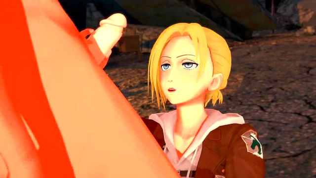 Annie Leonhart Fucks with Titan for Handjob & Cumshot Sex Scene
