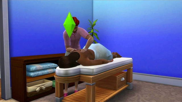 Sims Massage Frenzy Sexy 3D Brunette Gets Hardcore Game Play Action