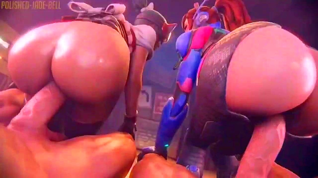Horny Overwatch Girls Mercy Kiriko DVA Take Big Cocks Anal Blowjob Fantasy Sex Scene