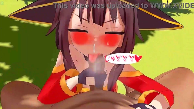 Horny Megumin Sucks Dick & Rides Cowgirl For Konosuba Hentai Orgasm