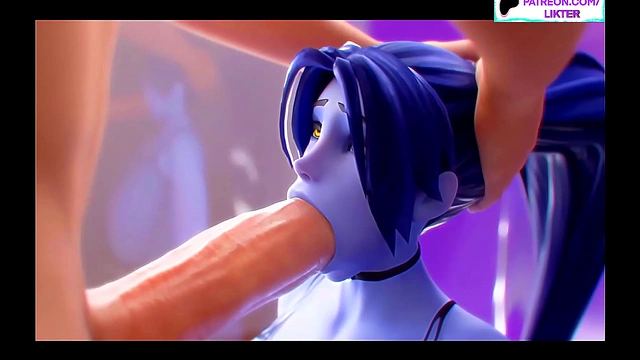 Widowmaker's Big-Titted Overwatch Anime Blowjob With Massive Cock & Ass For Cumshot Orgy