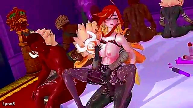 Redhead Anime Babe Engages in Steamy Mavuika Ritual Sex Act