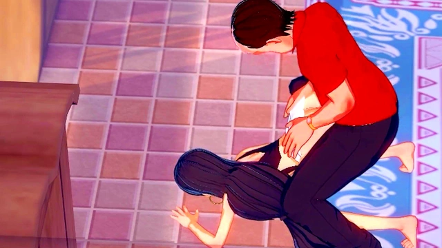 Horny Student Gives School Anime Doggy Style Blowjob for Dick Orgasm