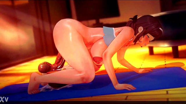 Hot Anime Rem Gets Her Boobs Fucked in Bikini for Juicy Cumshot