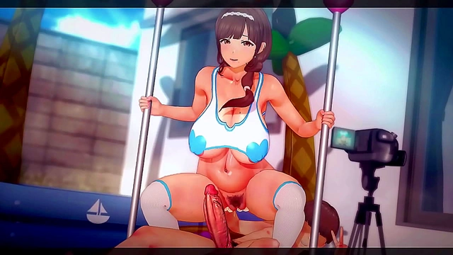 Nude Anime Dancer Gets Handjob While Rhythming Big-Tits To Music Game Beats
