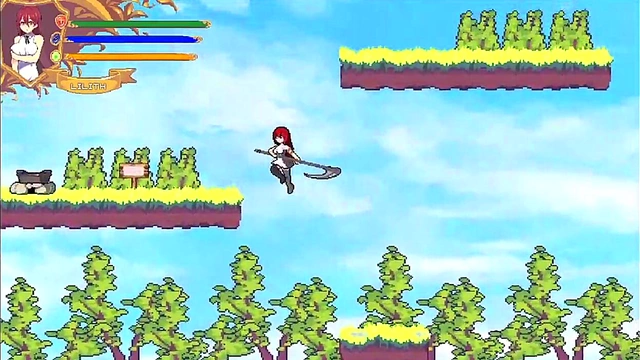 Adorable Anime Babe Shows Off Big Boobs While Squatting Seductively