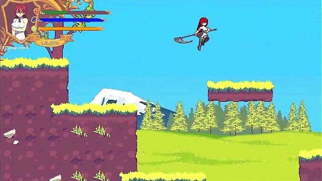 Adorable Anime Babe Shows Off Big Boobs While Squatting Seductively