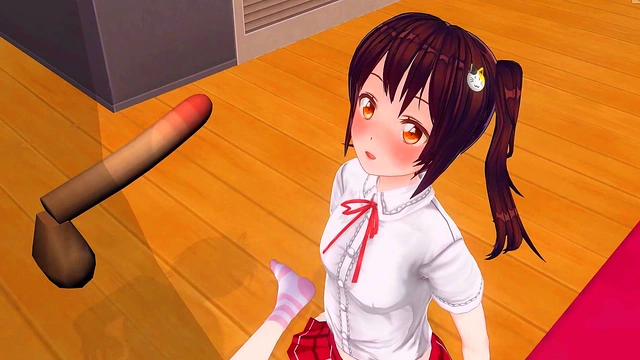 Redhead Futanari Sucks Dick Then Gets Fucked Doggy Style by Big-Tit Succubus Teacher