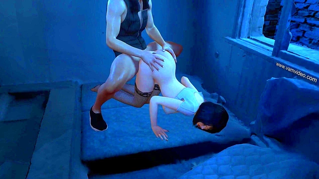 Horny Maid Servant Gives Doggy Style Blowjob Cums All Over Her Boobs