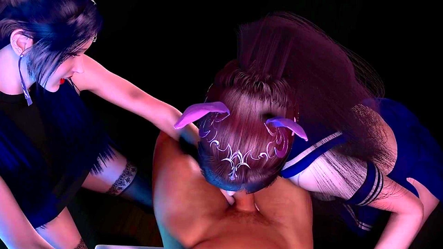 BBC Black Dude Pounds Anime Catgirls from FF XIV for Explosive Cocksucking Orgasms